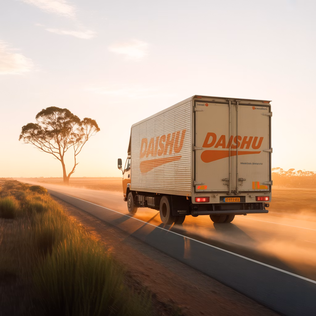 Moving truck on a country road — service illustration