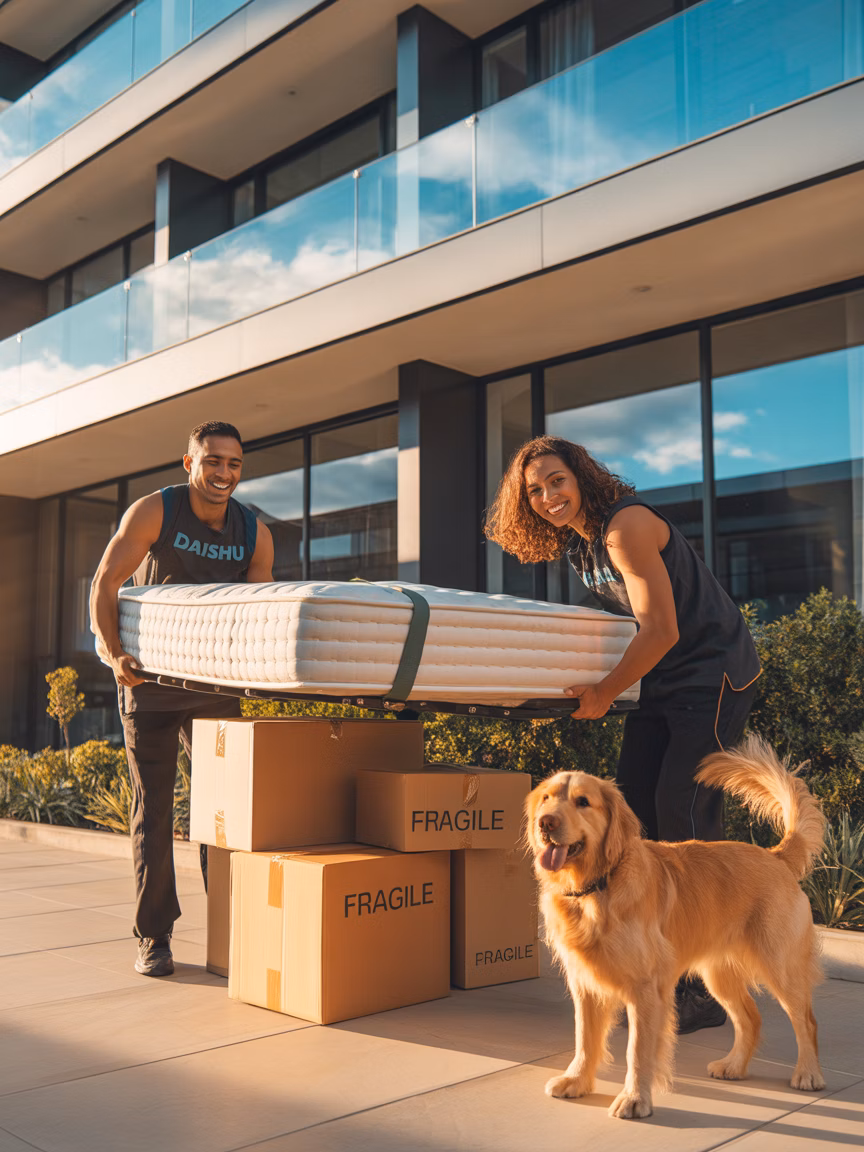 Moving furniture and boxes into a home — service illustration